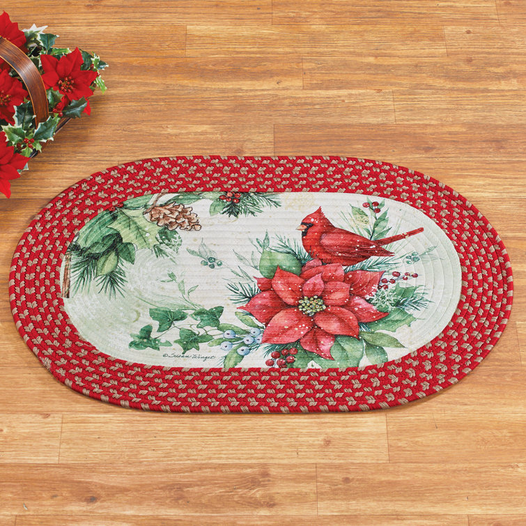 The Holiday Aisle® Festive Cardinal Braided Rug Wayfair